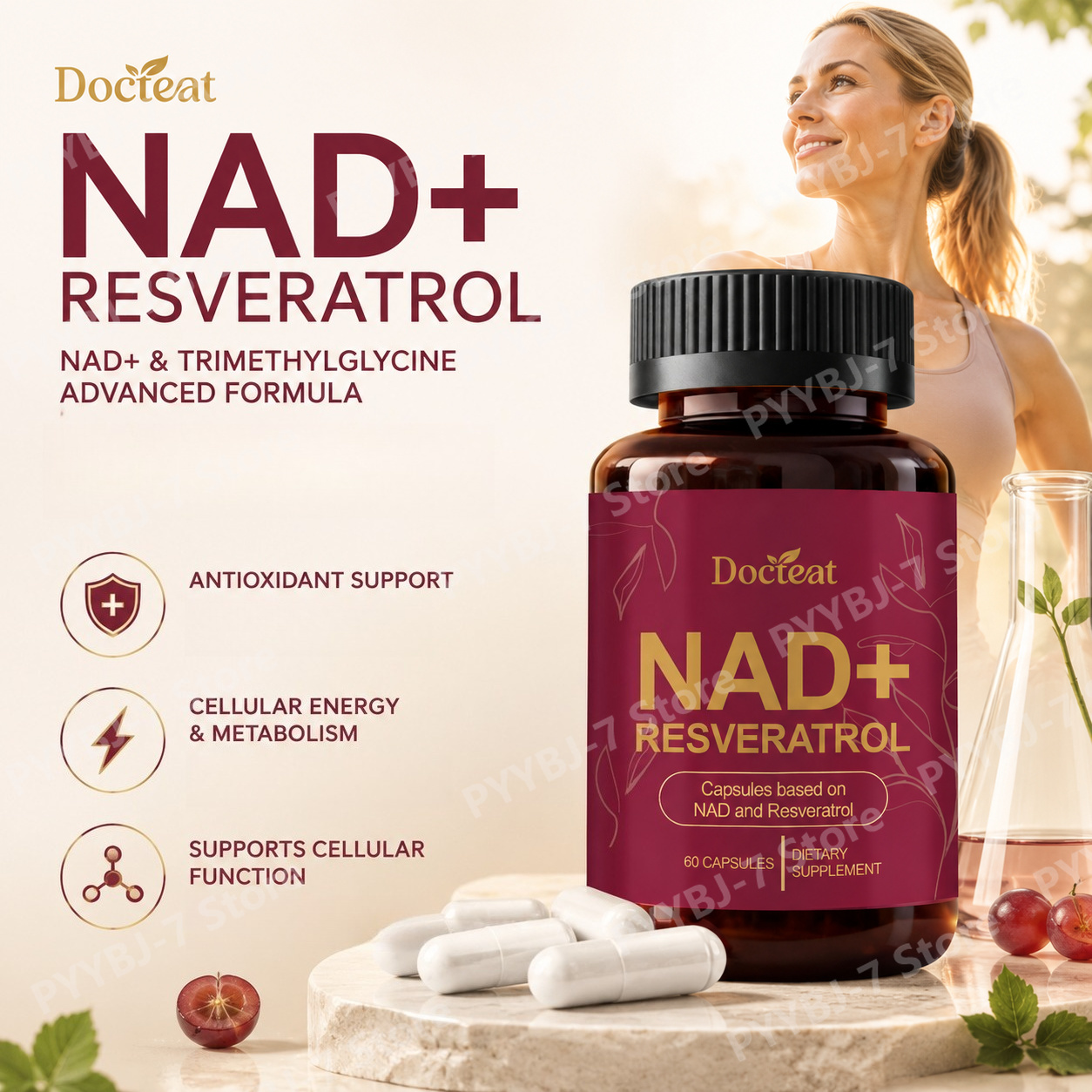 Wellness Quercetin - Suplemen NAD+ Resveratrol 60 Kapsul dengan