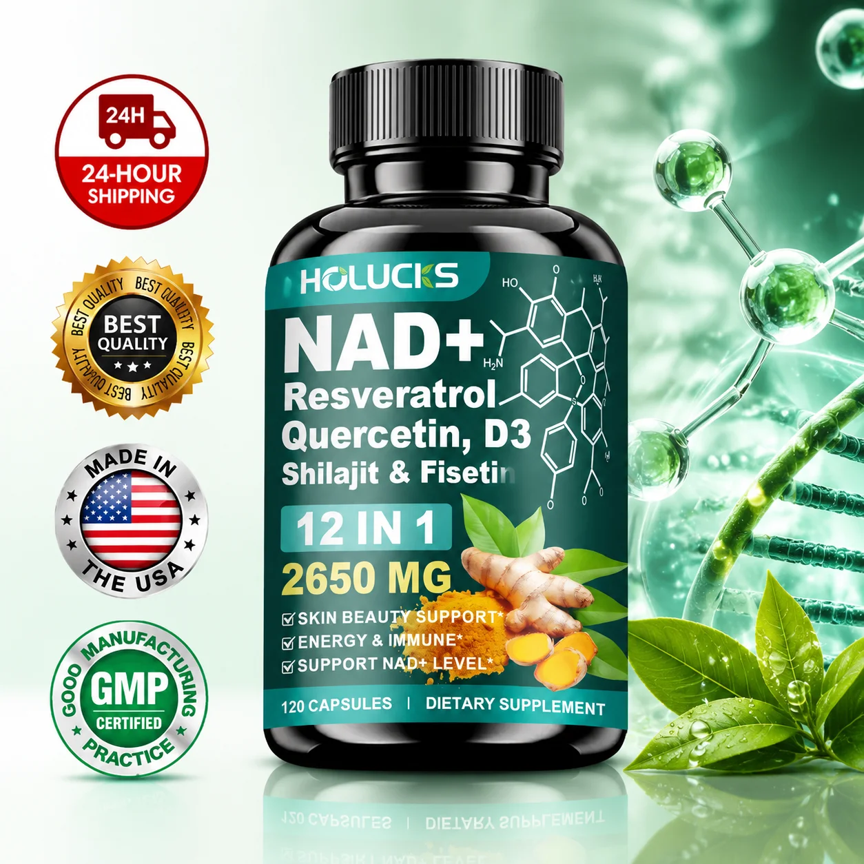 Wellness Quercetin - Suplemen NAD+ Berpotensi Tinggi, dengan Quercetin,