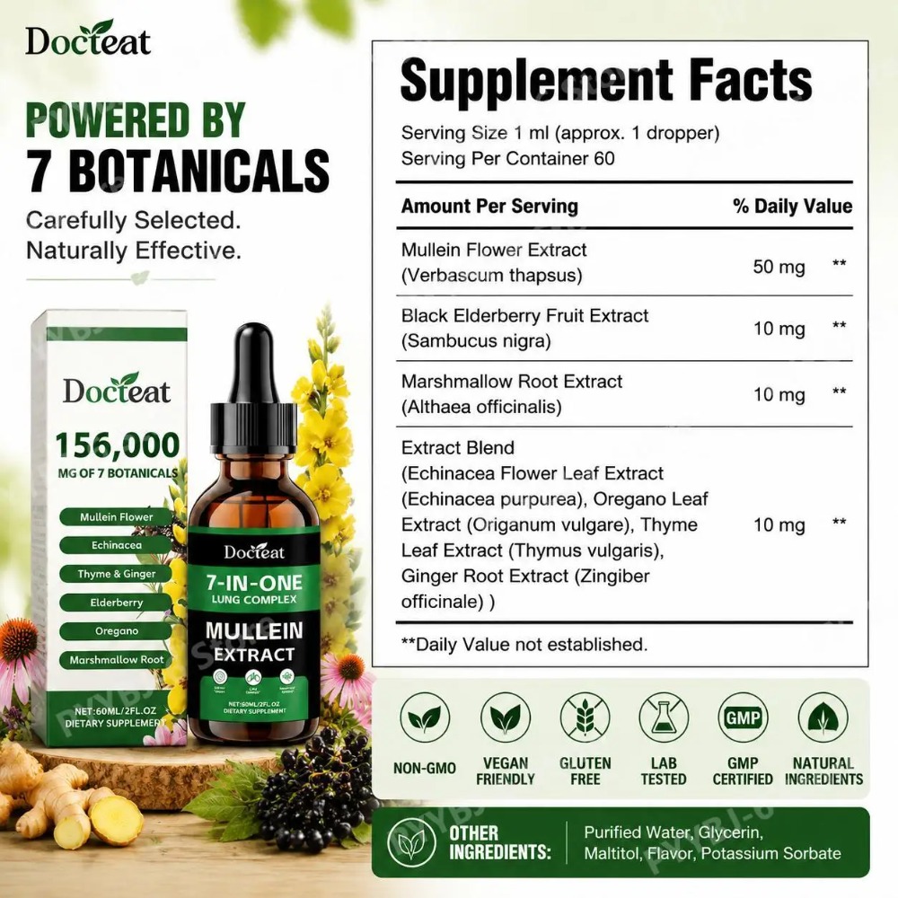Docteat 7-in-1 Mullein Extract - Herbal And Wellness ulasan dan harga